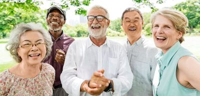 group of older adults laughing